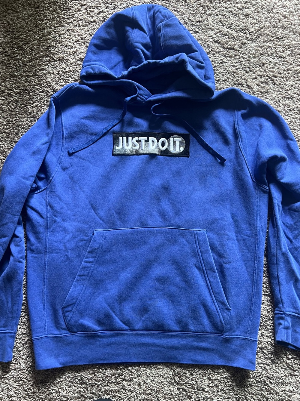 Nike Men’s Royal Blue Crewneck Hoodie with "Just Do It" Patch